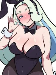 bunny_suit licking licking_lips looking_at_viewer lustballart melony_(pokemon) nintendo no_nudity pokemon yttriumi2f