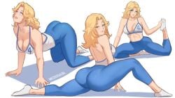 2d 2d_(artwork) 2d_artwork ass ass_focus blonde_female blonde_hair blonde_hair_female booty butt_focus fantastic_four female invisible_woman invisible_woman_(marvel_rivals) marvel marvel_comics marvel_rivals mature_female meziosaur milf sue_richards sue_storm superheroine the_invisible_woman_(marvel) video_game video_game_character yoga yoga_pants yoga_pose