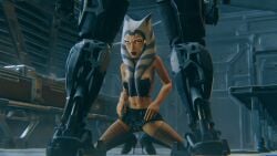 1girls 3d 3d_(artwork) ahsoka_tano female female_focus larger_male orange_body orange_skin pussy size_difference skimpy skimpy_clothes smaller_female star_wars tagme togruta xomus