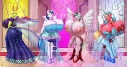 2017 4girls absurd_res animal_genitalia animal_penis anthro areola badgerben balls big_breasts big_macareina_(mlp) big_macintosh_(mlp) bimbo breasts busty changeling cleavage clothed clothing dickgirl earth_pony equine equine_penis erect_nipples fan_character flaccid friendship_is_magic furry futanari futanarization garter_straps gleaming_shield_(mlp) hasbro hi_res high_heels horn horse horsecock huge_breasts hyper hyper_breasts hyperstorm_h intersex king_thorax_(mlp) mammal my_little_pony nipples original original_character pegasus penis penis_garter penis_under_dress pony rule_63 shining_armor_(mlp) testicles thorax_(mlp) unicorn voluptuous wings