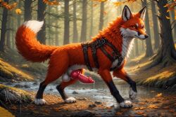 1boy 2d ai_art ai_generated animal_focus animal_penis artist_name artist_request autumn autumn_leaves balls canine_penis closed_mouth day erection forest fox full_body furry furry_male leaf looking_at_viewer male male_focus nature no_humans original original_character outdoors penis precum rock solo standing tagme tail testicles tree uncensored whiteblackgod yellow_eyes