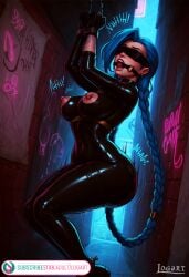 1girls absurdres ai_generated arcane artist_name attractive bdsm_outfit big_breasts blindfold blindfolded blue_hair bondage bondage_gear bondage_outfit braid breasts cartoony catsuit cleavage commentary_request detailed exposed exposed_breasts female female_only gag gagged high_quality highres hourglass_figure jinx_(league_of_legends) latex latex_bodysuit latex_clothing latex_suit league_of_legends league_of_legends:_wild_rift leak leaked line_art logart naked naked_female nipples nsfw nude nudity pierced_nipples piercing pony_diffusion_xl pussy ring_gag seductive sensitive stable_diffusion subscribestar tagme watermark web_address