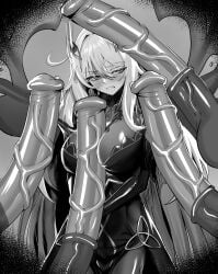 1girls animal_genitalia animal_penis big_breasts bodysuit breasts clothed clothing equine equine_genitalia equine_penis female female_focus genshin_impact greyscale hair_between_eyes horse horsecock hs_mollu huge_cock hyper hyper_penis large_breasts leaking_precum long_hair looking_at_penis monochrome multiple_penises penis precum precum_on_head ronova_(genshin_impact) simple_background surrounded_by_penises symbol-shaped_pupils uncensored unusual_pupils v_arms veiny_penis very_long_hair wings wings_on_back zoophilia