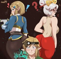1boy 1boy2girl 1boy2girls 2d 2d_(artwork) 2d_artwork 2girl 2girls 2girls1boy ass ass_focus booty butt_focus butts karbuitt link link_(breath_of_the_wild) link_(tears_of_the_kingdom) nintendo princess_zelda purah purah_(age_of_calamity) purah_(breath_of_the_wild) purah_(tears_of_the_kingdom) the_legend_of_zelda the_legend_of_zelda:_breath_of_the_wild the_legend_of_zelda:_tears_of_the_kingdom video_game video_game_character video_game_franchise video_games