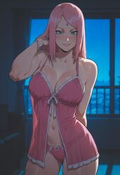 1girls ai_generated alternate_costume alternate_hairstyle babydoll big_breasts blush boruto:_naruto_next_generations breast_focus breasts cleavage facing_viewer female female_only front_view gown green_eyes large_breasts lingerie long_hair looking_at_viewer milf nai_diffusion naruto naruto:_the_last naruto_(series) naruto_shippuden naughty naughty_face naughty_smile nightgown no_bra no_bra_under_clothes ozyvan panties pink_hair presenting presenting_breasts presenting_self revealing_clothes sagging_breasts sakura_haruno shoulder_length_hair skimpy skimpy_clothes sleepwear solo solo_focus stable_diffusion swept_bangs upper_body voluptuous