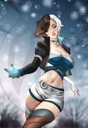 1girls big_breasts cleavage didilune_studio female female_only luna_snow luna_snow_(marvel_rivals) marvel marvel_rivals midriff navel standing thick_thighs