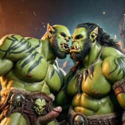 ai_generated bara big_muscle big_penis erection green_skin huge_cock ia_generated male muscular_male orc orc_male orced penis