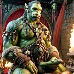 ai_generated bara big_muscle big_penis erection green_skin huge_cock ia_generated male muscular_male orc orc_male orced penis