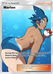 1boy blue_eyes blue_hair gay marlon_(pokemon) pokemon_bw pokemon_bw2 pokemon_card