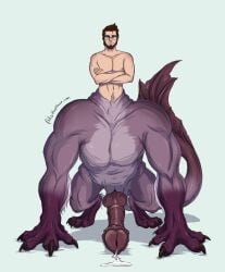 beard behemoth big_penis crossed_arms facial_hair glasses horsecock knotted_equine_penis knotted_penis lykostherium male male_only nude penis solo solo_male taur