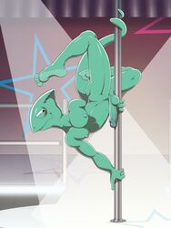 anthro anti_dev balls chameleon erection humanoid_penis leon_powalski lizard male male_only nintendo penis pole reptile scalie solo star_fox stripper_pole video_games