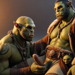 ai_generated bara big_muscle big_penis erection green_skin huge_cock ia_generated male muscular_male orc orc_male orced penis