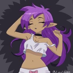 1girls armpit female female/solo female_solo human lemlim22 midriff pajamas parody shantae shantae_(character) sleep sleeping solo video_games videogame wayforward