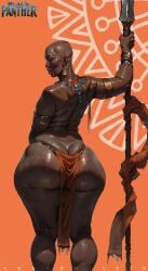 african_female ai_generated amandovakinai big_ass black_panther dark-skinned_female huge_ass marvel marvel_comics marvel_rivals okoye tribal warrior