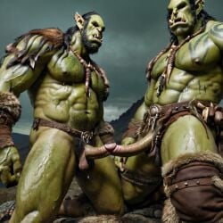 ai_generated bara big_muscle big_penis erection green_skin huge_cock ia_generated male muscular_male orc orc_male orced penis