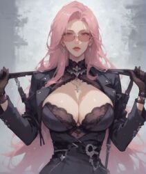 ai_generated dungeon_and_fighter female_slayer_(dungeon_and_fighter) pink_hair shu standing sunglasses