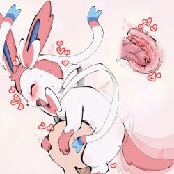 2025 animal_pussy blushing_profusely clitoral_hood clitoris closed_eyes cunnilingus detailed detailed_pussy facesitting happy heart horny_female imminent_orgasm licking_clitoris licking_pussy loving_it loving_look motion_lines pleasured_face pokemon_(species) pokephilia pussy pussy_juice sylveon tan_background tongue