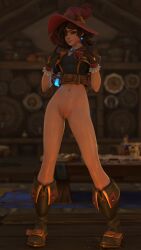 1girls 3d alternate_hairstyle asian asian_female boots bottomless brown_eyes brown_hair female gloves hat image_set kiriko_(overwatch) long_legs looking_at_viewer overwatch overwatch_2 petite petite_body pink_pussy pose posing revision skinny slim slim_waist small_breasts witch witch_hat witch_kiriko