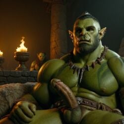 ai_generated bara big_muscle big_penis erection green_skin huge_cock ia_generated male muscular_male orc orc_male orced penis