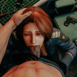 1boy 1girls 3d 3d_(artwork) abs blowjob freckles freckles_on_face gloves hand_on_head left_alive macklesternsfw olga_kalinina olga_sergeyevna_kalinina penis_worship pov sucking_penis veiny_penis