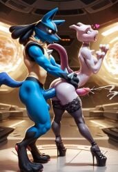 ai_generated anal ass cum cum_while_penetrated femboy furry high_heels male_only mewtwo nipples pokemon pokemonsaigo5941968 sex