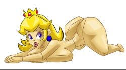 2025 ass blue_eyes breasts crown earrings female female_only maikyoh mario_(series) nintendo pink_lips pink_lipstick polygonal princess_peach thick_thighs thighs white_background