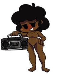 animated bare_shoulders barefoot blush boombox breasts carol_(bbpanzu) dark_skin friday_night_funkin horny pussy shiny_skin stalker8018