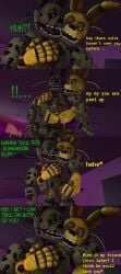 2boys 3d animatronic azzy_azphyr_(artist) dialogue english_text erection five_nights_at_freddy's five_nights_at_freddy's_3 fnaf gay grabbing_penis green_body green_eyes imminent_sex inviting inviting_to_sex living_machine looking_at_another male male/male male_only open_mouth penis rabbit robot scottgames selfcest spring_bonnie_(fnaf) springtrap springtrap_(fnaf) tagme text undead yellow_body