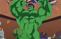 balls bara big_penis bigthortita boner erection flexing hulk hulk_(series) male male_only marvel muscles muscular nude penis solo solo_male