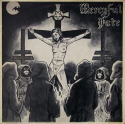 1girls album_cover black_and_white black_metal crucifixion mercyful_fate monochrome nipples ritual ritual_sacrifice sacrifice satanic