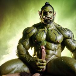 ai_generated bara big_muscle big_penis erection green_skin huge_cock ia_generated male muscular_male orc orc_male orced penis