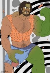 balls bara big_penis bigthortita blush boner diego_hargreeves erection facial_hair flexing growth hulking_out male male_only muscle_growth muscles muscular penis ripped_clothing solo solo_male umbrella_academy