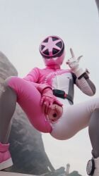 ai_generated bakuage_sentai_boonboomger bodysuit gavver_x gavver_x pink_suit pussy shifuto_mirai spread_ass spread_pussy squatting super_sentai tattered_clothing uncensored