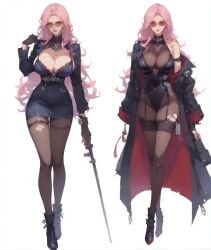 ai_generated dungeon_and_fighter female_slayer_(dungeon_and_fighter) pink_hair shu sunglasses