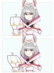 2d 2koma bikini bikini_removed blush chiru chirun0 comic embarrassed girls_reacting_to_bikini_(meme) holding_clothes_hanger looking_at_object looking_at_viewer meme nia_(xenoblade) xenoblade_(series) xenoblade_chronicles_3