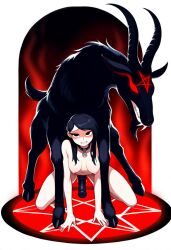 ai_generated cookie-girl demon demon_horns demonic equine_penis fangs feral_on_female feral_on_human glowing_eyes goat_horns magic_circle red_eyes ritual_sex summoning summoning_circle zoophilia