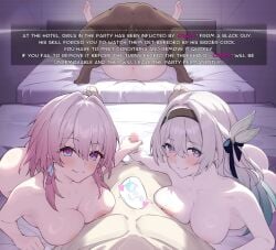 2boys 2d 3girls bedroom big_ass big_breasts big_penis blue_eyes caelus_(honkai:_star_rail) censored_penis cheating cheating_girlfriend comparing_penis cuckold dark_skin double_handjob english_text firefly_(honkai:_star_rail) gray_eyes handjob honkai:_star_rail honkai_(series) interracial looking_at_viewer march_7th_(honkai:_star_rail) mating_press mind_control naked netorare nipples ntr nude penis_size_difference pink_hair ponytail pov rape ready_for_sex ready_to_fuck shirotategosha short_hair silver_hair silver_wolf_(honkai:_star_rail) small_penis small_penis_humiliation smile translated white_skin