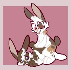 >_< ambiguous_gender animated anthro basil_(tarsweets) closed_eyes clover_(dragunsnack) dragunsnack duo eyewear glasses hi_res humping lagomorph leporid male mammal penetration rabbit sex short_playtime simple_background tongue tongue_out