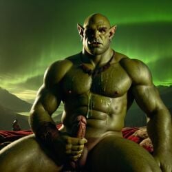 ai_generated bara big_muscle big_penis erection green_skin huge_cock ia_generated male muscular_male orc orc_male orced penis