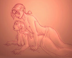 1boy 1girls bed disney doggy_style female human incest jim_hawkins male monochrome mother_and_son nipples on_bed prone_bone rat_tail rough_sketch sarah_hawkins sex sex_from_behind sheet_grab sketch straight tagme treasure_planet