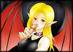 blonde_hair blowjob demon demon_girl fellatio megami_tensei persona shin_megami_tensei succubus succubus_(megami_tensei) wings