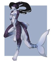 anthro breasts female fish hair hiddenwolf lila_(dtjames) marine masturbation nipples nude open_mouth shark solo