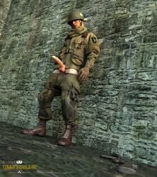 army erection exhibitionism gay gay_male gay_sex male medal_of_honor_airborne military outdoors soldier tommys_eagle_hq uniform ww2