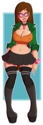 bimbo bimbo_body bimbo_lips bimbofication breasts brown_hair cleavage daria daria_morgendorffer erect_nipples female female_only glasses glowing_eyes heart-shaped_pupils heart_eyes huge_breasts jewelry large_hips lipstick long_hair looking_at_viewer midriff miniskirt navel navel_piercing nipple_bulge nipples nipples_visible_through_clothing piercing pink_eyes pink_lipstick skirt symbol_in_eyes thighhighs wrenzephyr2