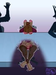 3:4 anthro av-15 blush blush_lines body_blush bottomwear businesswear chair clothed clothing curling_toes feet female furniture genitals head_down hi_res lagomorph legwear mammal masturbation no_underwear office office_chair orgasm overstimulation penetration public public_masturbation pussy sex_toy sex_toy_in_vagina sex_toy_insertion shaking skirt solo stealth_masturbation stockings unprofessional_behavior upskirt vaginal_penetration vibrator vibrator_in_vagina vulva vulva_blush