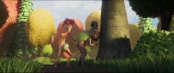 1boy 1girls 3d arm_covers_breast ass beehive beehive_on_penis bent_over black_hair bubble_ass bubble_butt cgi completely_nude completely_nude_female completely_nude_male dark-skinned_female dark_skin female forest forest_background ginger ginger_hair interracial light-skinned_male light_skin looking_back looking_down male male/female naked naked_female naked_male nude nude_female nude_male official_art outdoor_nudity outdoors penis penis_in_beehive red_hair screencap screenshot spermageddon standing thick_thighs tied_hair trees