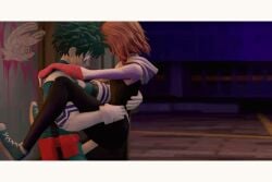 1boy 1girls 3d animated artist_watermark blonde_hair clothed clothed_sex crossover female from_side green_hair gwen_stacy gwen_stacy_(spider-verse) izuku_midoriya letterbox looping_animation male marvel marvel_comics my_hero_academia nikocompass penis pussy sex source_filmmaker spider-gwen spider-man:_into_the_spider-verse vaginal_penetration