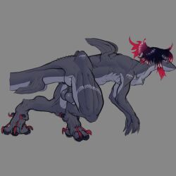 absurd_res anthro claws digital_media_(artwork) fin fish furry furry_only grey_background hair hi_res male marine paws shark simple_background solo tail thecore34