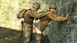 anal anal_sex army erection exhibitionism fucked_from_behind gay gay_male gay_sex male medal_of_honor_airborne military outdoors soldier soldiers tommys_eagle_hq uniform ww2