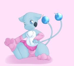 2012 2_tails 3_fingers 3_toes anthro armwear balls balls_outline biped blue_body blue_ears blue_eyes blue_fur blue_nose blue_tail bottomwear bulge chest_tuft clothed clothed_anthro clothed_male clothing dandycandy detailed_bulge digital_media_(artwork) dragonair dragonchu_(character) dressing fan_character feet femboy fingers footwear front_view fur generation_1_pokemon genital_outline genitals hybrid legendary_pokemon legwear male mew_(pokemon) multi_tail multicolored_body multicolored_fur nintendo panties pikachu pink_armwear pink_bottomwear pink_clothing pink_footwear pink_panties pink_skirt pink_sleeves pink_stockings pink_underwear pokemon pokemon_(species) semi-anthro sheath_outline simple_background sitting skirt sleeves smile snout solo stockings tail toes tuft two_tone_body two_tone_fur underwear white_body white_fur